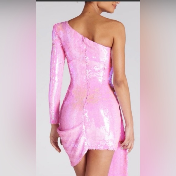 NWT Purple Sequin Asymmetrical Mini Dress reception Party Nadine Merabi Holiday - Picture 4 of 12